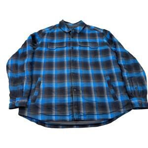 KLIM Men’s Sherpa Lined Flannel Jacket Blue Plaid Snap Button 2XL Insulated